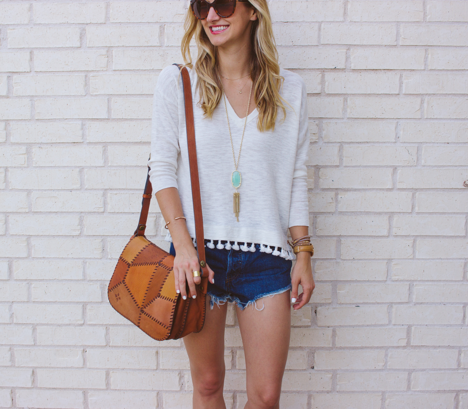 Tassel Trim Sweater & Cutoff Shorts / Summer Style IMG_0965