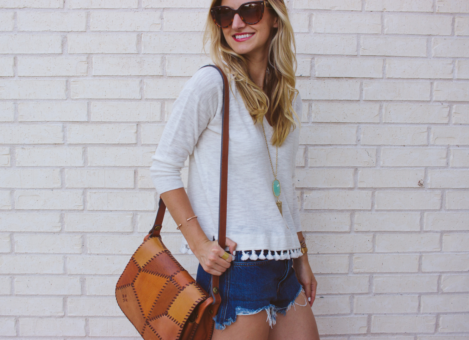 Tassel Trim Sweater & Cutoff Shorts / Summer Style IMG_0971