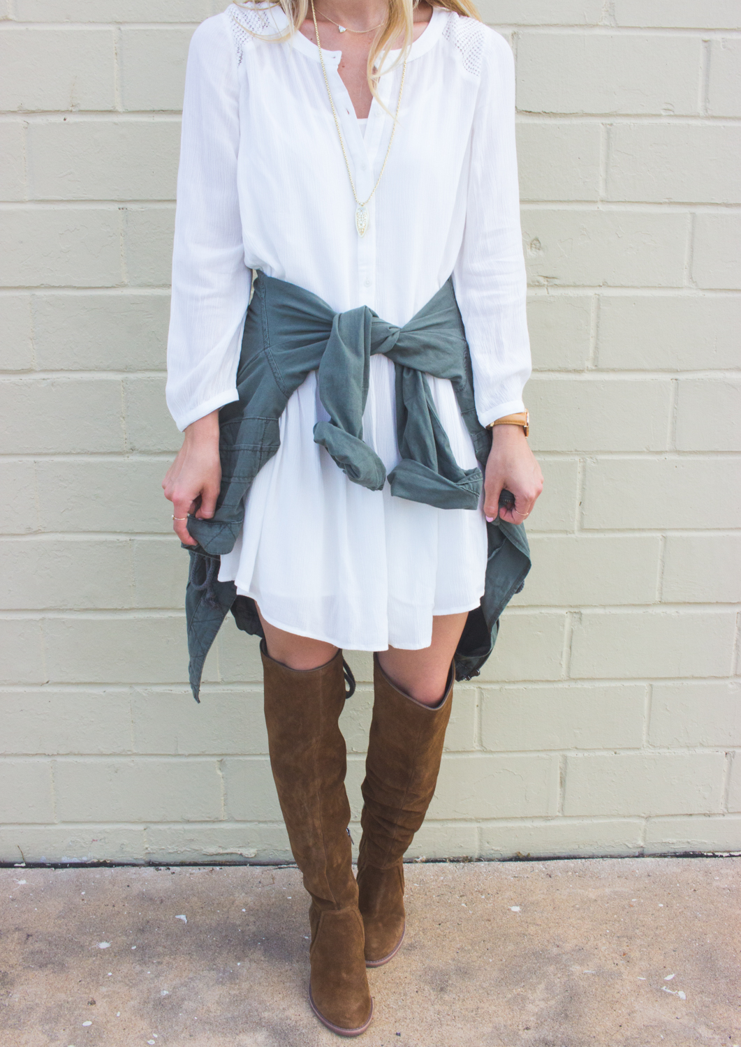 Last Weekend to Shop the Nordstrom Anniversary Sale! // Livvyland Must-Have's livvyland-blog-olivia-watson-fall-outfit-inspiration-drop-waist-white-dress-otk-boots-8