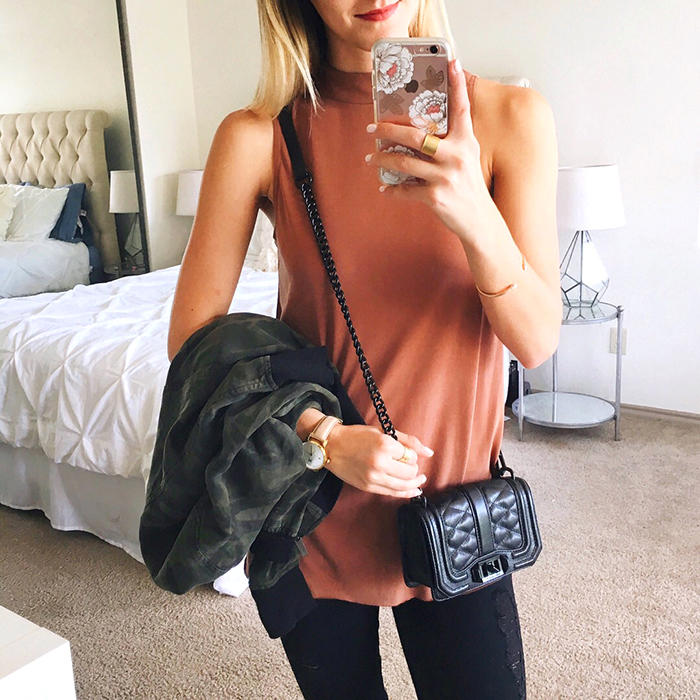 livvyland-blog-olivia-watson-instagram-roundup-september-fall-fashion-mock-neck-tank-top-burnt-orange-rebecca-minkoff-mini-love-crossbody-black